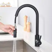 OEM Küchenarmatur Edelstahl Schwarz ausziehbar 2 Strahlarten 50 cm Auslauf
