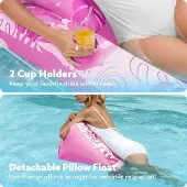 OEM 180x95cm Aufblasbares Luftbett mit Becherhalter und verstellbarer Rückenlehne, rosa