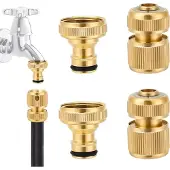 Markenlos Messing Schlauchfittingset - Gartenanschluss und Reparatur - 4 Stück