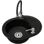 Brado Granit Küchenspüle Einbecken BELLA mit Siphon, Armatur LUK Chrom und Seifenspender