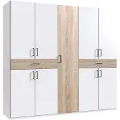 Wimex Kleiderschrank Tibet Drehtürenschrank 225x58x208cm weiß Eiche Sägerau 9-türig (18925)