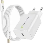 Avizar Mayaxess, 20W Netzteil für iPhone 16 + USB-C Kabel 1m, Weiß