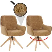 Mendler 2er-Set Esszimmerstuhl MCW-Q37, Küchenstuhl drehbar Auto-Return, Stoff (680g/m²) Chenille Holz MVG senfgelb