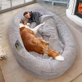 OEM Großes graues Hundebett, bequem und warm, mit abnehmbarer Hülle