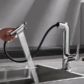 OEM Edelstahl-Küchenarmatur 360° drehbar, ausziehbar, 3 Strahlarten, L-förmig, Chrom