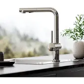 OEM Edelstahl-Küchenarmatur mit Dusche, 360° drehbar, einhebelig, chrom