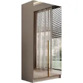 Lookway Kippschrank AUREL KASCHMIR 2D, Gold Chrom Griffe, Spiegel an zwei Fronten