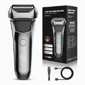 Exlene IPX6 wasserdichter Rasierer mit drei Klingen, abnehmbar, wiederaufladbar, USB-Anschluss, Multifunktions LCD-Display