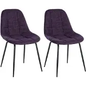 CLP 2er Set Stuhl Tom Kunstleder oder Stoff mit Metallgestell lila Material Stoff