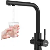 OEM Schwarze 3-Wege-Küchenarmatur, 360° drehbar, Edelstahl