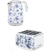 VQ Laura Ashley Frühstücks-Set – Jug-Wasserkocher 1,7 l & 4-Schlitz-Toaster – China Rose von