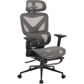 CLP Bürostuhl Reston I Ergonomischer Stuhl mit Fußstütze & flexibler Verstellbarkeit schwarz/grau