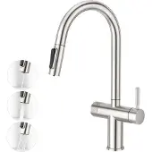 OEM Edelstahl-Küchenarmatur mit Auszugdusche, Doppelhebel, Spülbeckenarmatur, Trinkwasserarmatur
