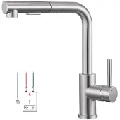 OEM Edelstahl-Küchenarmatur, ausziehbar, 2-Düsen, 360° drehbar, gebürstet