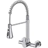 OEM Wandmontierte Edelstahl-Küchenarmatur, 3 Auslässe, 360° drehbar, Chrom