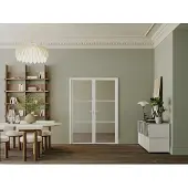 Vente-unique Aluminium und gehärtetes Glas 2-flügelige Komplett-Tür - 2 x H 204 x B 73 cm - Weiß - MASERU