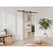 Vente-unique Wandschiebetür aus Holz und gehärtetem Glas - 3 Fenster - H 205 x B 93 cm - ACOSTA II