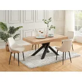 Vente-unique Stuhl 6er-Set - Cord & Metall - Cremefarben - MASURIE
