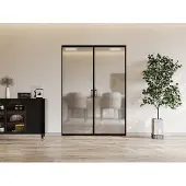 Vente-unique Doppel-Schiebetür mit Galandage-System - Aluminium & Sicherheitsglas mattiert - 2 x 205 cm x 93 cm - LINCI II