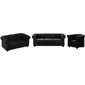 Vente-unique 3-Sitzer Sofas, 2-Sitzer Sofas und Sessel aus schwarzem - CHESTERFIELD
