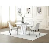 Vente-unique Esstisch rund - 4 Personen - MDF - Weiß lackiert - VIALETA