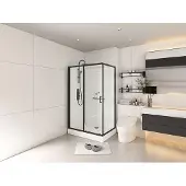 Vente-unique Rechteckige Duschabtrennung - Tür zur freien Montage - Schwarz matt - B 110 x T 80 x H 225 cm - ZODANI
