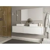 Vente-unique Weißer wandhängender Badezimmerschrank mit zwei Waschbecken - 150 cm breit - ISAURE II