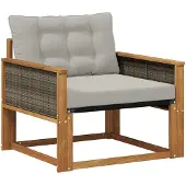 vidaXL Outdoor-Sofagarnitur Massives Akazienholz und Textilene Natur