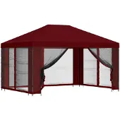 vidaXL Garten Pavillon mit Seitenwänden 4 x 3 m Bordeauxrot