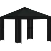 Syfax Pavillon 3 x 3 m Schwarz Polyester und Stahl 190 gsm