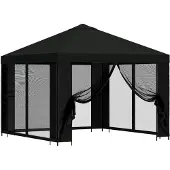 vidaXL Garten Pavillon mit Seitenwänden 3 x 3 m Schwarz