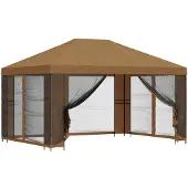 Syfax Garten Pavillon mit Seitenwänden 4 x 3 m Beige