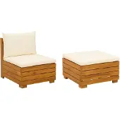 vidaXL Garten-Lounge-Set mit Kissen 2 Stück Braun Massivholz Akazie