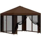 vidaXL Garten Pavillon mit Seitenwänden 3 x 3 m Braun