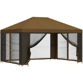 Syfax Garten Pavillon mit Seitenwänden 4 x 3 m Taupe