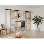 Vente-unique Wandschiebetüren aus Holz und gehärtetem Glas - 3 Fenster - 2 x H 205 x B 63 cm - ACOSTA II