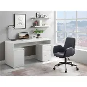 Vente-unique Schreibtisch mit Stauraum - MDF - Weiß lackiert - SERGUEI