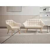 Vente-unique Sofa 2-Sitzer & Sessel - Stoff - Beige - CASERTA