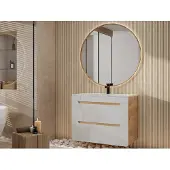 Vente-unique Waschbeckenunterschrank hängend mit Einzelwaschbecken - 80 cm - Naturfarben & Weiß - ARUBA
