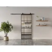 Vente-unique Wandschiebetür - Aluminium und klares gehärtetes Glas - H 205 x B 93 cm - SINCA II