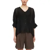 Comma Schlupfbluse Transparente Sommerbluse mit V-Ausschnitt