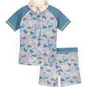 Playshoes UV-Schutz Bade-Set Dino allover in blau | Gr.: 110/116