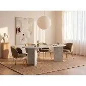 Vente-unique Esstisch 8 Personen - Marmor-Optik Weiß - TOPANIA