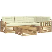 vidaXL Outdoor-Sofagarnitur 6 Stk. Weiß und Creme Polyester