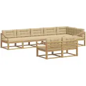 vidaXL Outdoor-Sofagarnitur 6 stk. Weiß und Beige Polyester