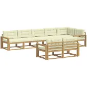 vidaXL Outdoor-Sofagarnitur 6 stk. Weiß und Creme Polyester