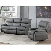 Vente-unique Couchgarnitur Relax 3+1 - Kunstleder - Grau - CANBY