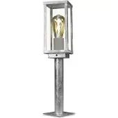 Licht-Erlebnisse Wegeleuchte mit Dämmerungssensor, 50 cm hoch, verzinktes Aluminium Glas, IP44, E27, Stehlampe Garten Terrasse