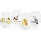 Unyqoos Trinkgläser 4er-Set 550 ml – elegante Gläser mit einzigartigem Kunstmotiv, handgefertigt