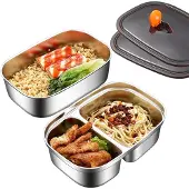Unyqoos Edelstahl-Lunchbox-Set mit Fächern und auslaufsicherer Silikon-Dichtung, lebensmittelsicher, kratzfest, mikrowellen-, ofen- & spülmaschinengeeignet